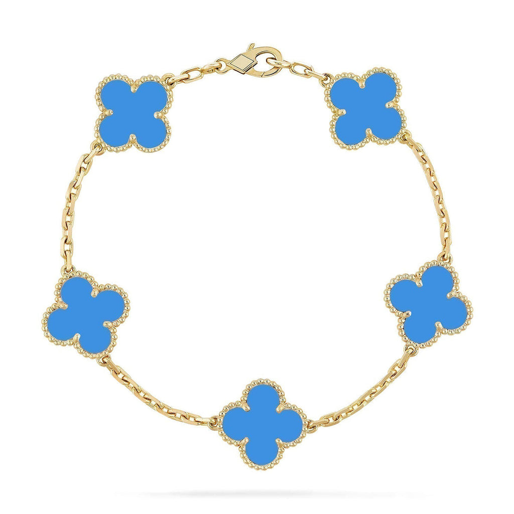 [Plus&Max]LUCKY CLOVER 5-MOTIF BRACELET - BLUE AGATE COLLECTION