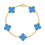 [Plus&Max]LUCKY CLOVER 5-MOTIF BRACELET - BLUE AGATE COLLECTION