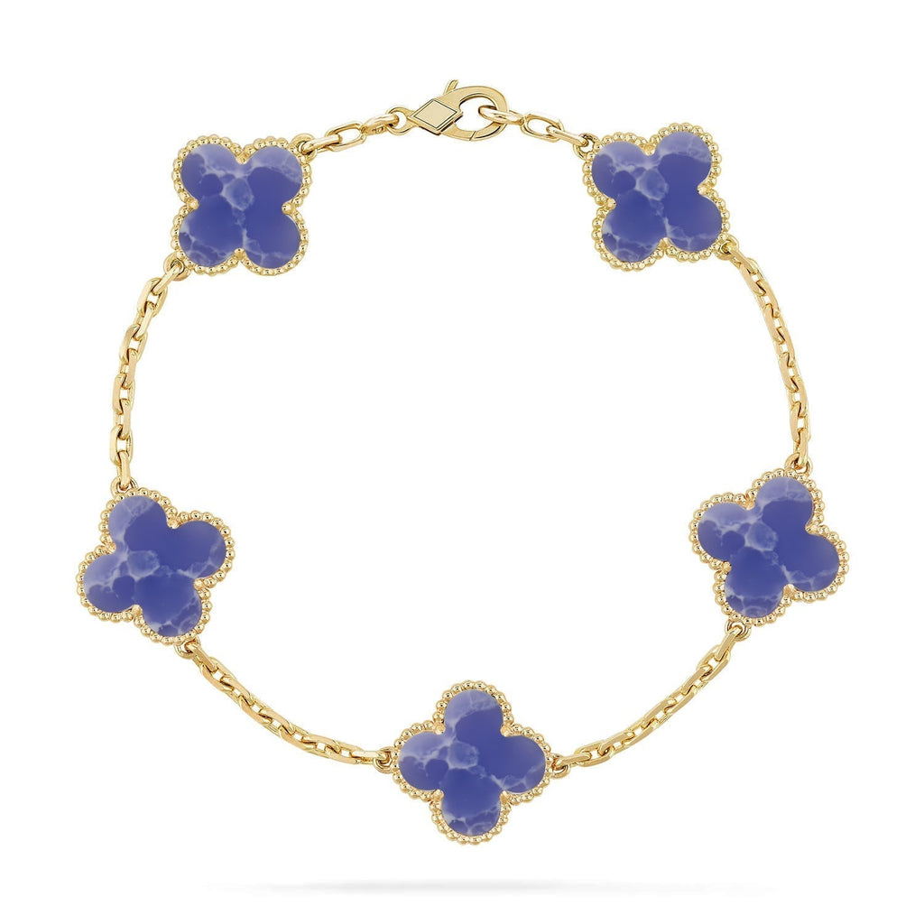 [Plus&Max]LUCKY CLOVER 5-MOTIF BRACELET - BLUE LARIMAR COLLECTION