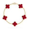 [Plus&Max]LUCKY CLOVER 5-MOTIF BRACELET - RED CARNELIAN COLLECTION