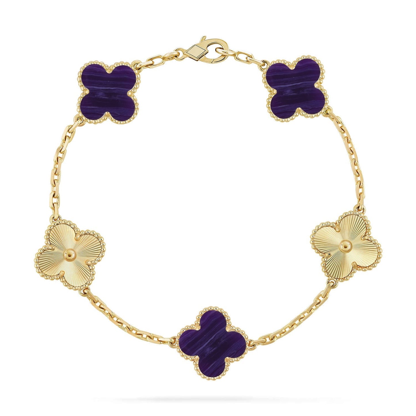 [Max Jewelry ]CLOVER 5 MOTIF PURPLE STRIPES BRACELET COLLECTION