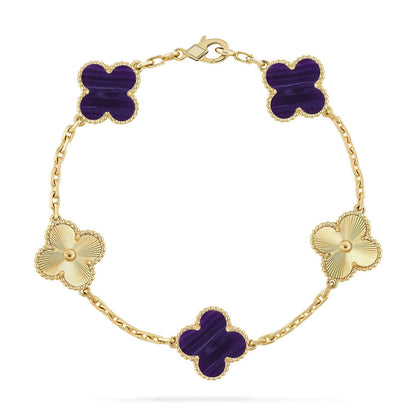 [Max Jewelry ]CLOVER 5 MOTIF PURPLE STRIPES BRACELET COLLECTION
