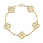 [Plus&Max]LUCKY CLOVER 5-MOTIF BRACELET - FULL-DIAMOND