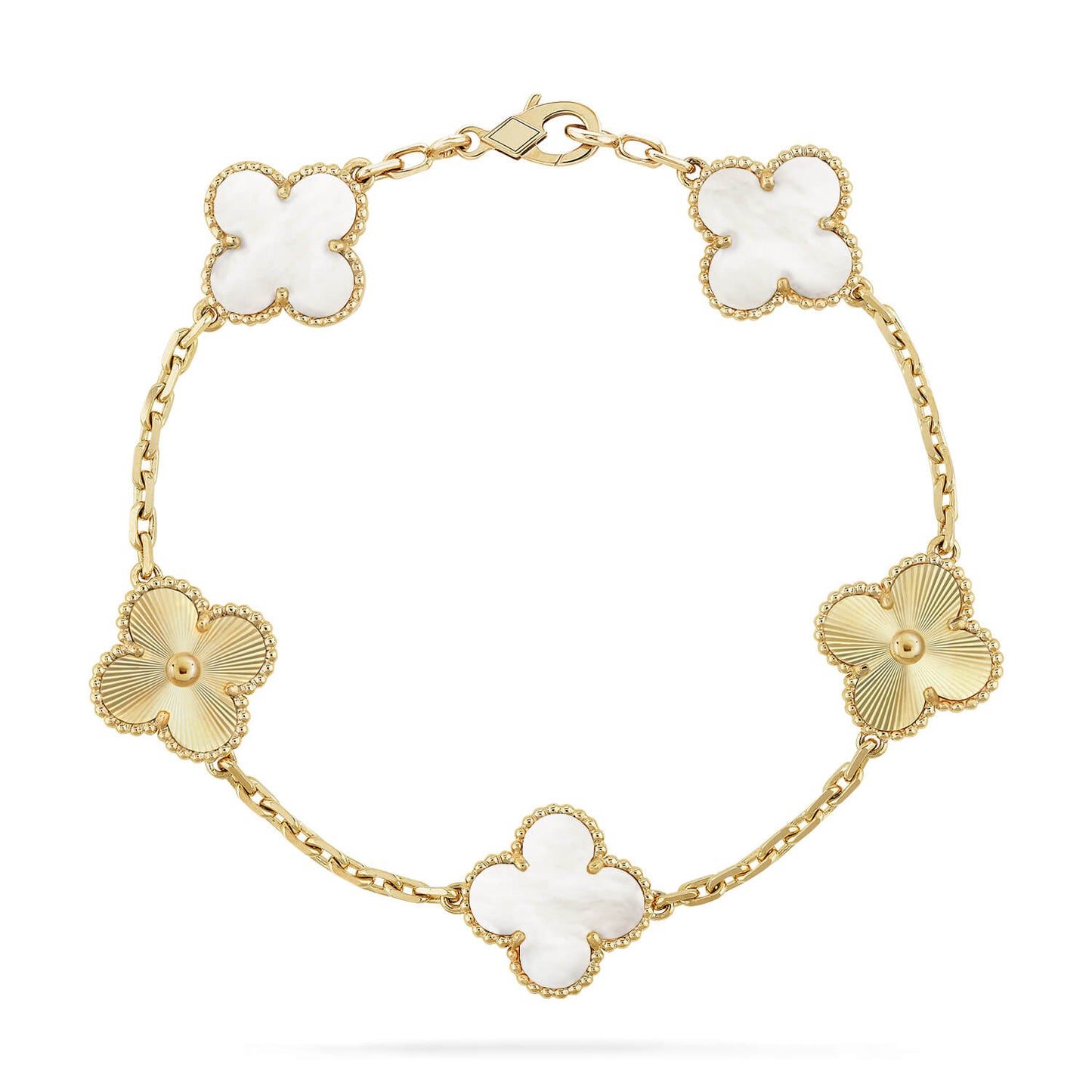 [Max Jewelry ]CLOVER WHITE PEARL MOP 5 MOTIF BRACELET COLLECTION
