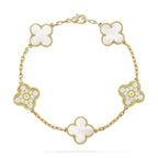 [Plus&Max]LUCKY CLOVER 5-MOTIF BRACELET - WHITE MOTHER-OF-PEARL COLLECTION