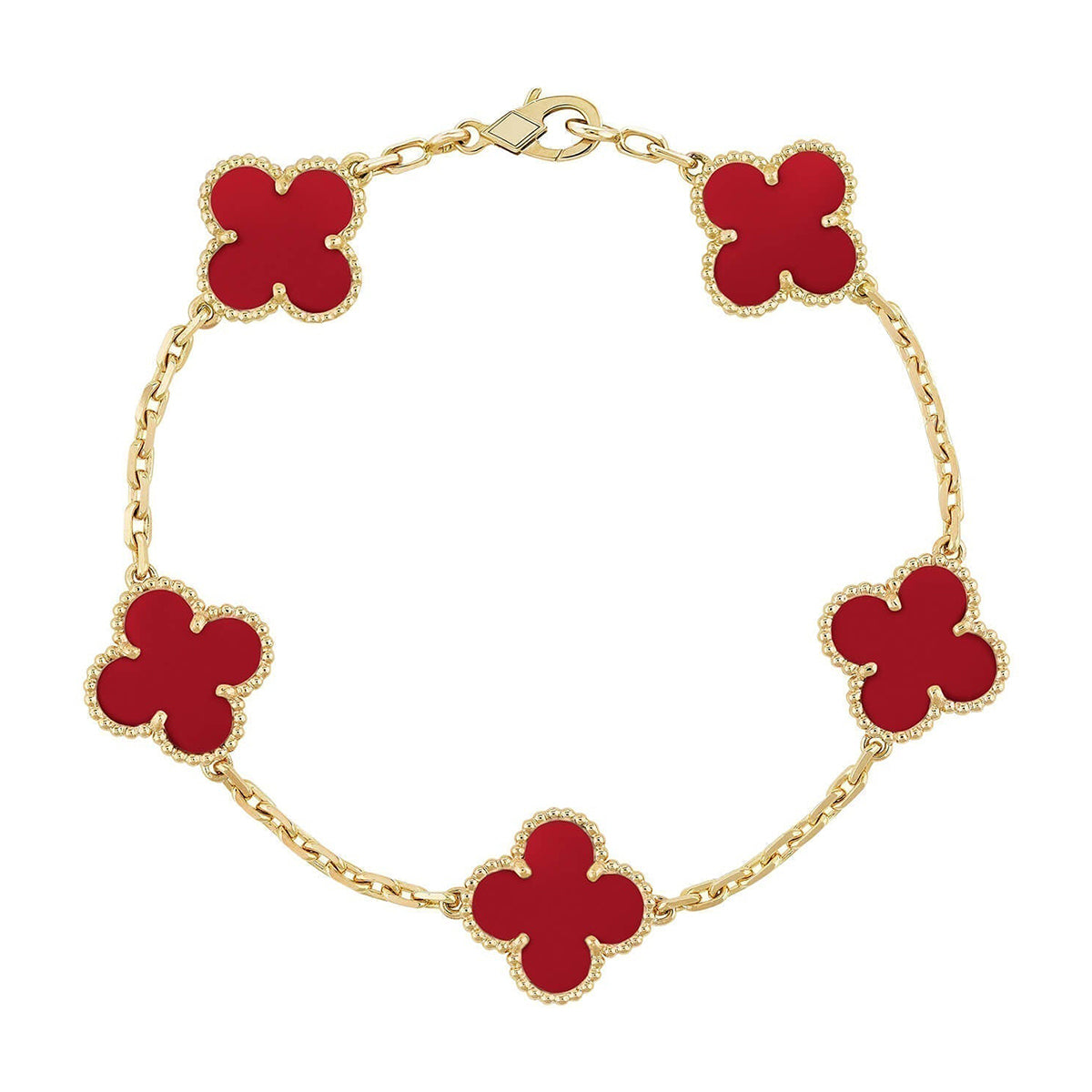 [Max Jewelry ] CLOVER 5 MOTIF RED CORNELIAN BRACELET COLLECTION