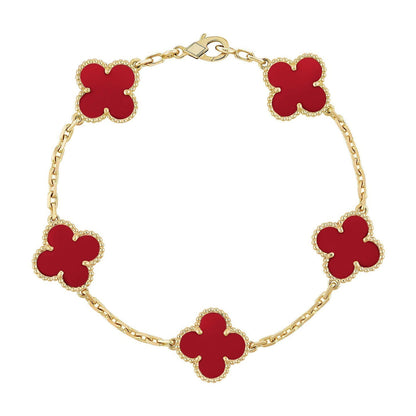 [Max Jewelry ] CLOVER 5 MOTIF RED CORNELIAN BRACELET COLLECTION