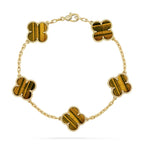 [Plus&Max]LUCKY CLOVER 5-MOTIF BRACELET -  TIGER’S EYE COLLECTION
