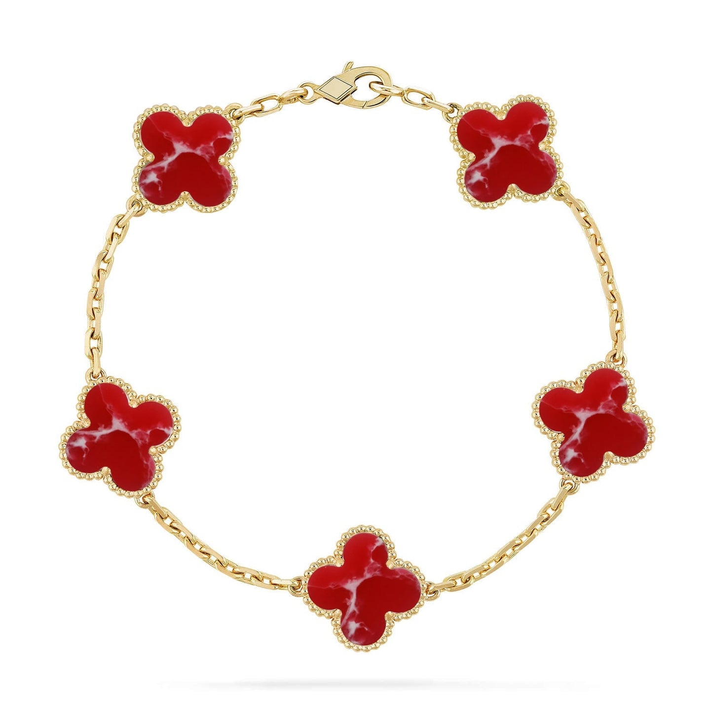 [Max Jewelry ]CLOVER 5 MOTIF RED PATTERN BRACELET COLLECTION