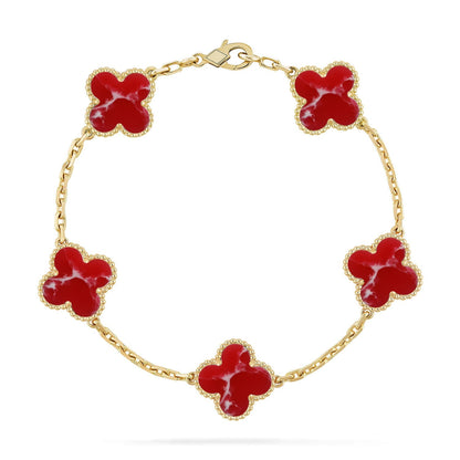 [Max Jewelry ]CLOVER 5 MOTIF RED PATTERN BRACELET COLLECTION