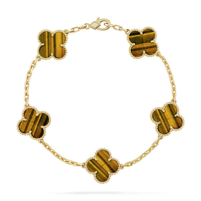 [Max Jewelry ] CLOVER 5 MOTIFS TIGER EYE BRACELET COLLECTION