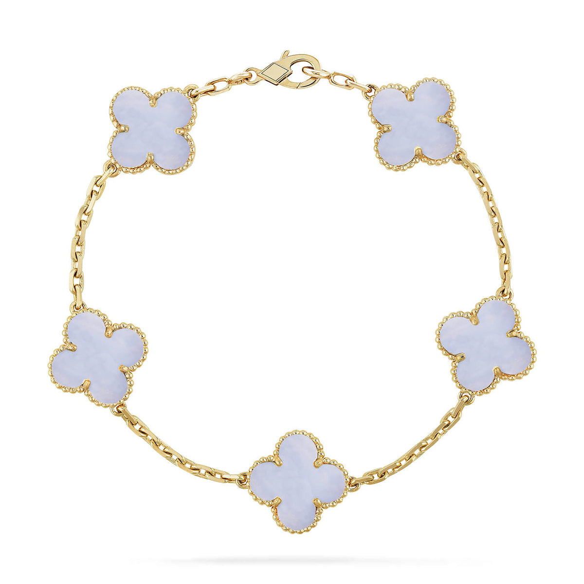 [Max Jewelry ] CLOVER 5 MOTIF PURPLE CHALCEDONY BRACELET COLLECTION