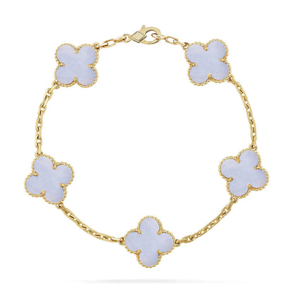 [Max Jewelry ] CLOVER 5 MOTIF PURPLE CHALCEDONY BRACELET COLLECTION