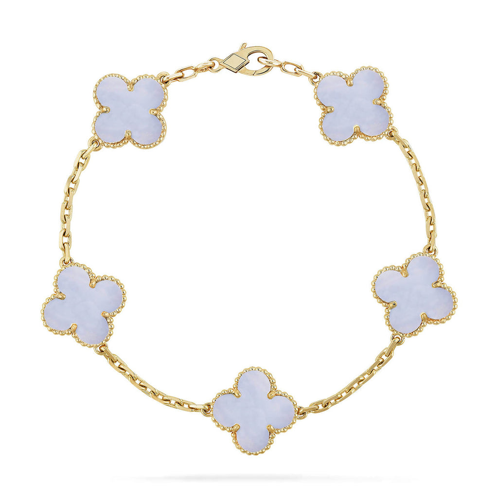 [Plus&Max]LUCKY CLOVER 5-MOTIF BRACELET - PURPLE CHALCEDONY COLLECTION