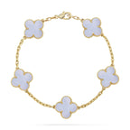 [Plus&Max]LUCKY CLOVER 5-MOTIF BRACELET - PURPLE CHALCEDONY COLLECTION