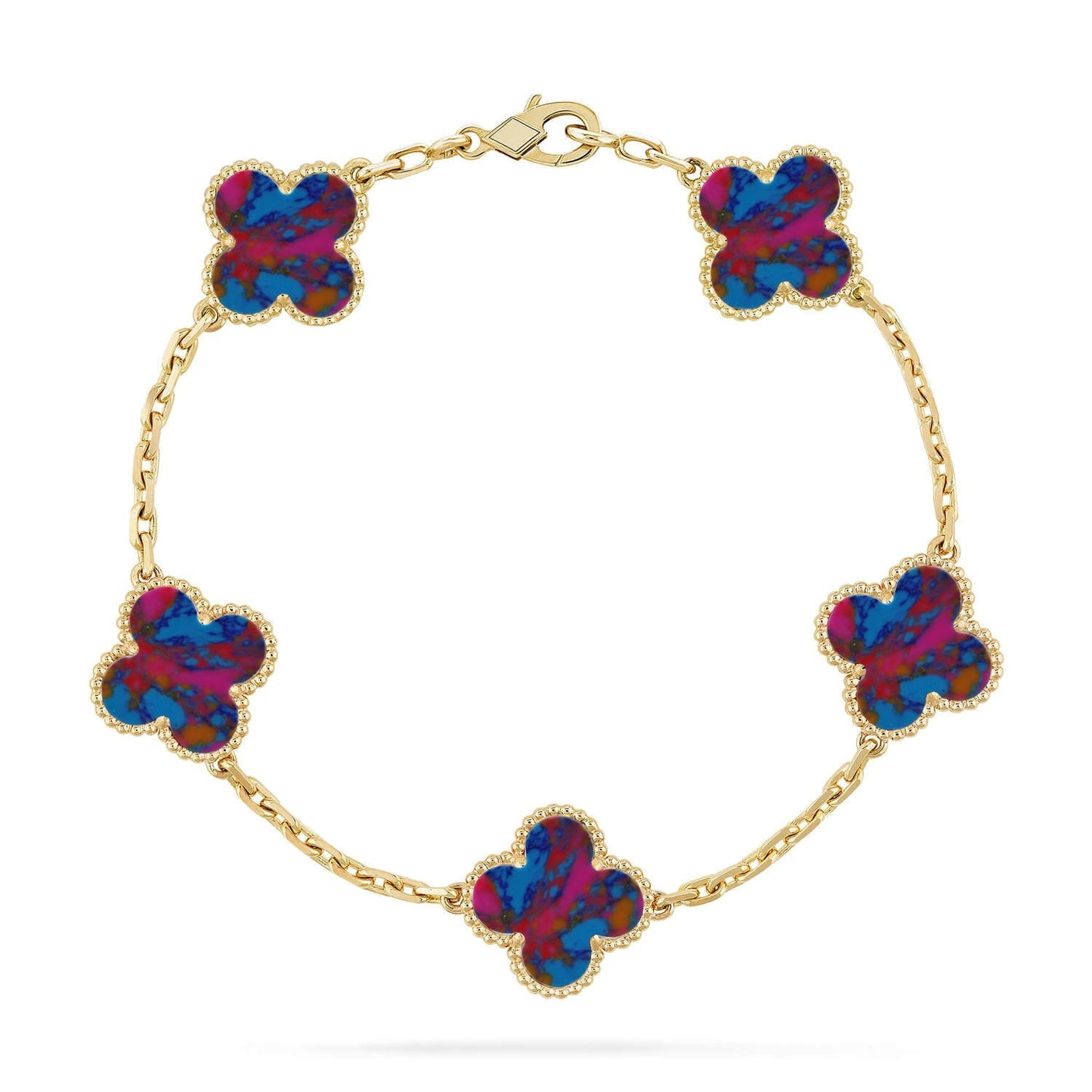 [Max Jewelry ]CLOVER 5 MOTIF COLOR GEMSTONES BRACELET COLLECTION