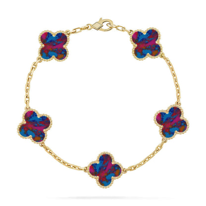 [Max Jewelry ]CLOVER 5 MOTIF COLOR GEMSTONES BRACELET COLLECTION