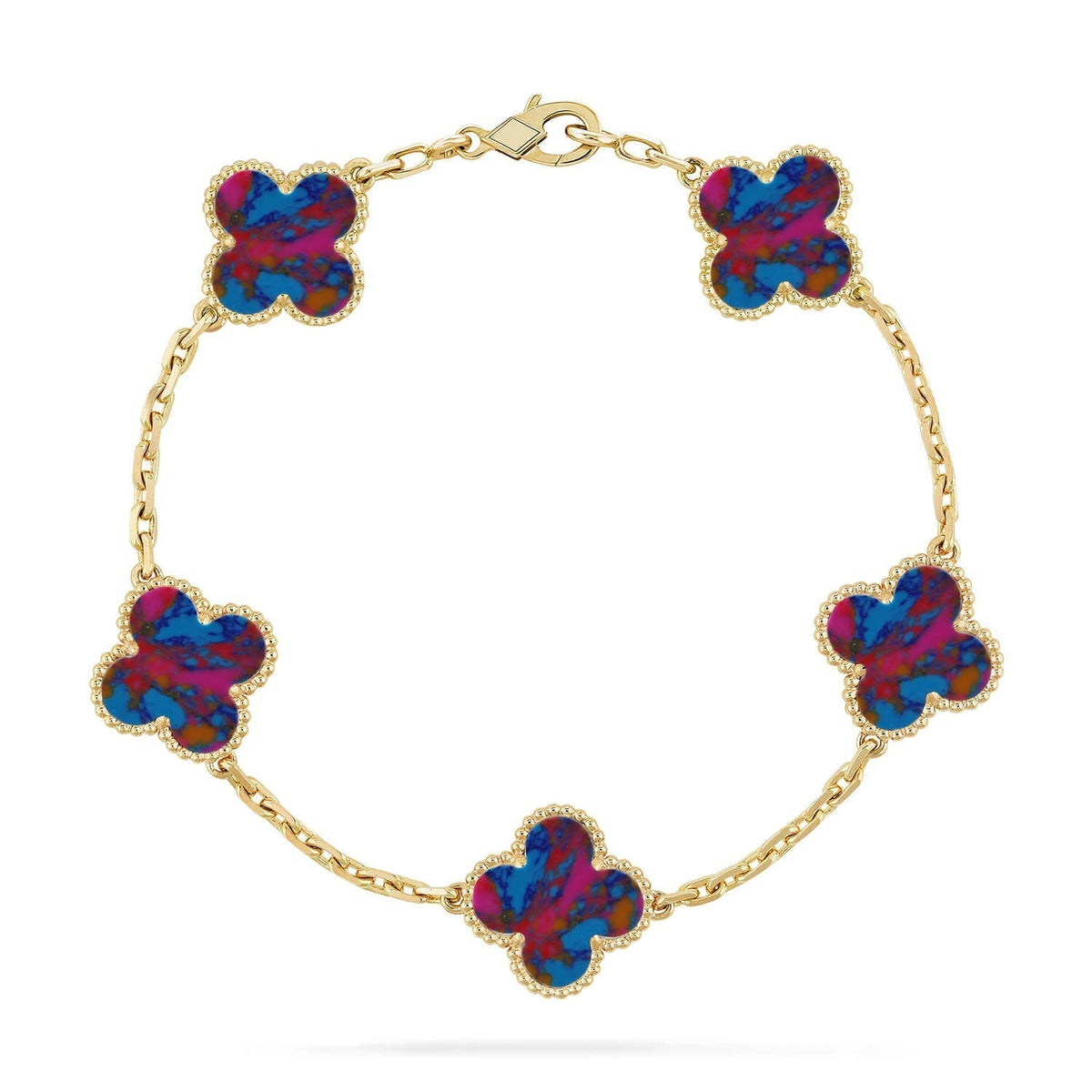 [Plus&Max]LUCKY CLOVER 5-MOTIF BRACELET - MULTI-GEM COLLECTION