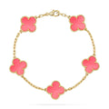 [Plus&Max]LUCKY CLOVER 5-MOTIF BRACELET - PINK MOTHER-OF-PEARL COLLECTION