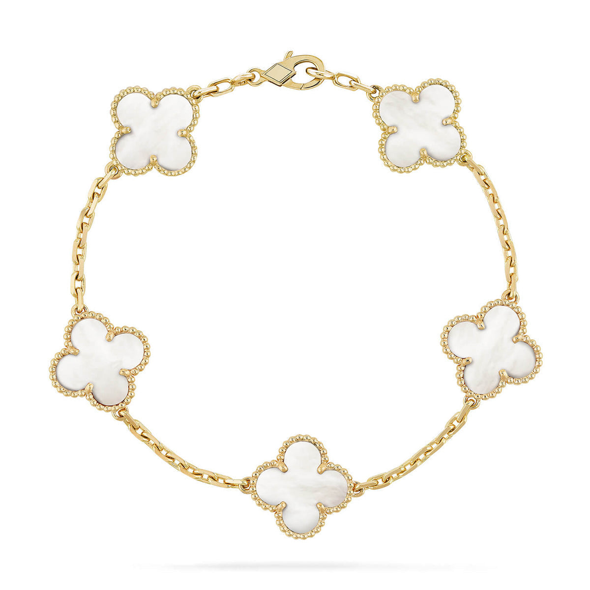[Max Jewelry ]CLOVER WHITE PEARL MOP 5 MOTIF BRACELET COLLECTION