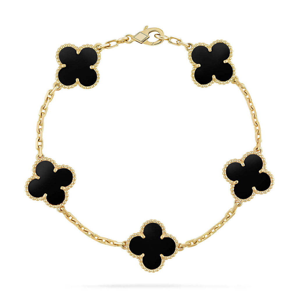 [Plus&Max]LUCKY CLOVER 5-MOTIF BRACELET - BLACK OXNY COLLECTION