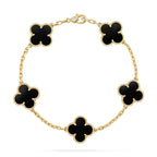 [Plus&Max]LUCKY CLOVER 5-MOTIF BRACELET - BLACK OXNY COLLECTION