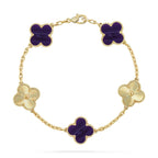 [Plus&Max]LUCKY CLOVER 5-MOTIF BRACELET - CHAROITE COLLECTION