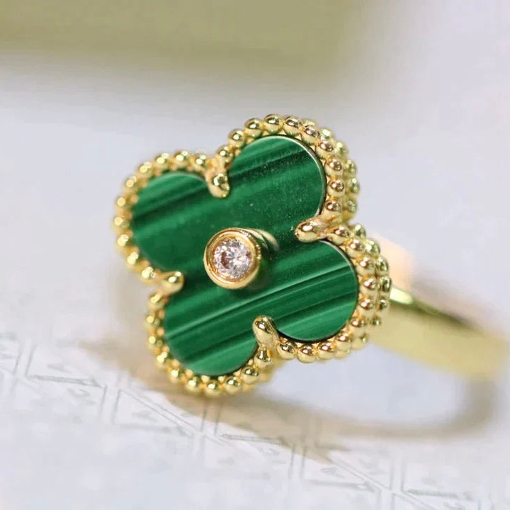 [Max Jewelry ]CLOVER MALACHITE RING GOLD DIAMOND