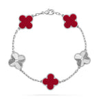 [Plus&Max]LUCKY CLOVER 5-MOTIF BRACELET - RED CARNELIAN COLLECTION