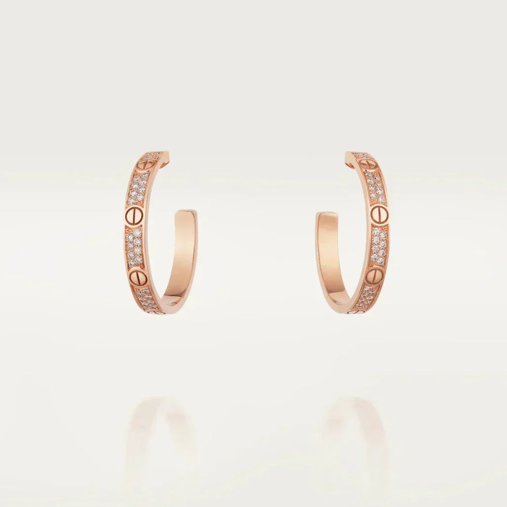 [Plus&Max]LOVE DIAMOND PINK GOLD HOOP EARRINGS