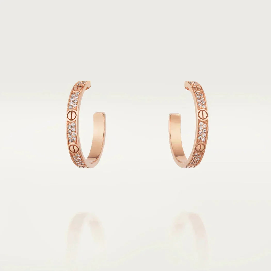[Plus&Max]LOVE DIAMOND PINK GOLD HOOP EARRINGS