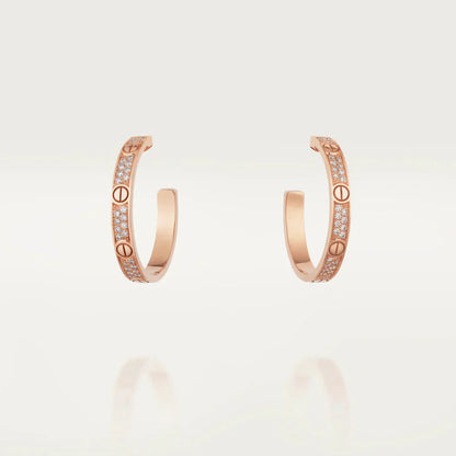 [Max Jewelry ]LOVE DIAMOND PINK GOLD HOOP EARRINGS