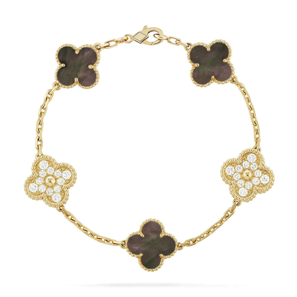 [Plus&Max]LUCKY CLOVER 5-MOTIF BRACELET - GREY MOTHER-OF-PEARL COLLECTION