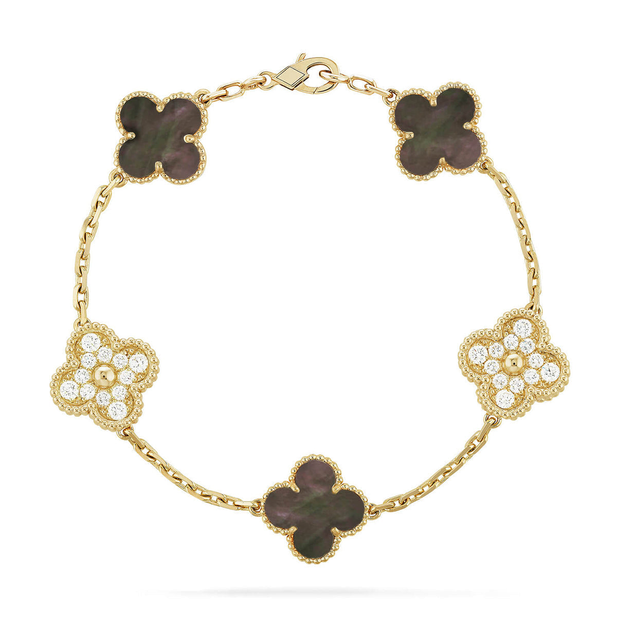 [Plus&Max]LUCKY CLOVER 5-MOTIF BRACELET - GREY MOTHER-OF-PEARL COLLECTION