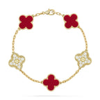 [Plus&Max]LUCKY CLOVER 5-MOTIF BRACELET - RED CARNELIAN COLLECTION