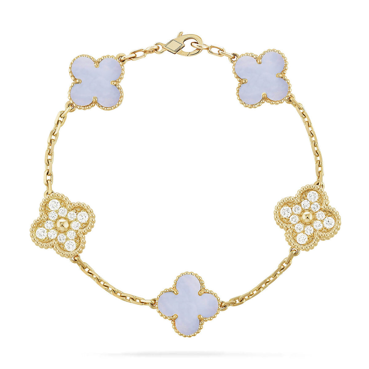 [Max Jewelry ] CLOVER 5 MOTIF PURPLE CHALCEDONY BRACELET COLLECTION