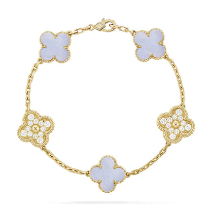 [Max Jewelry ] CLOVER 5 MOTIF PURPLE CHALCEDONY BRACELET COLLECTION