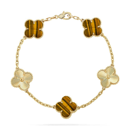 [Max Jewelry ] CLOVER 5 MOTIFS TIGER EYE BRACELET COLLECTION