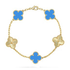 [Plus&Max]LUCKY CLOVER 5-MOTIF BRACELET - BLUE AGATE COLLECTION