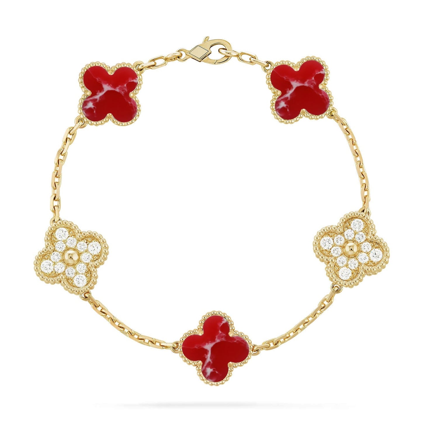 [Max Jewelry ]CLOVER 5 MOTIF RED PATTERN BRACELET COLLECTION