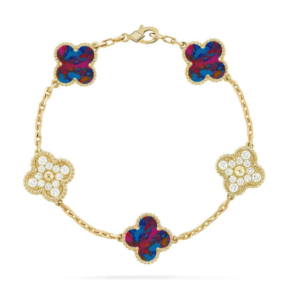 [Max Jewelry ]CLOVER 5 MOTIF COLOR GEMSTONES BRACELET COLLECTION