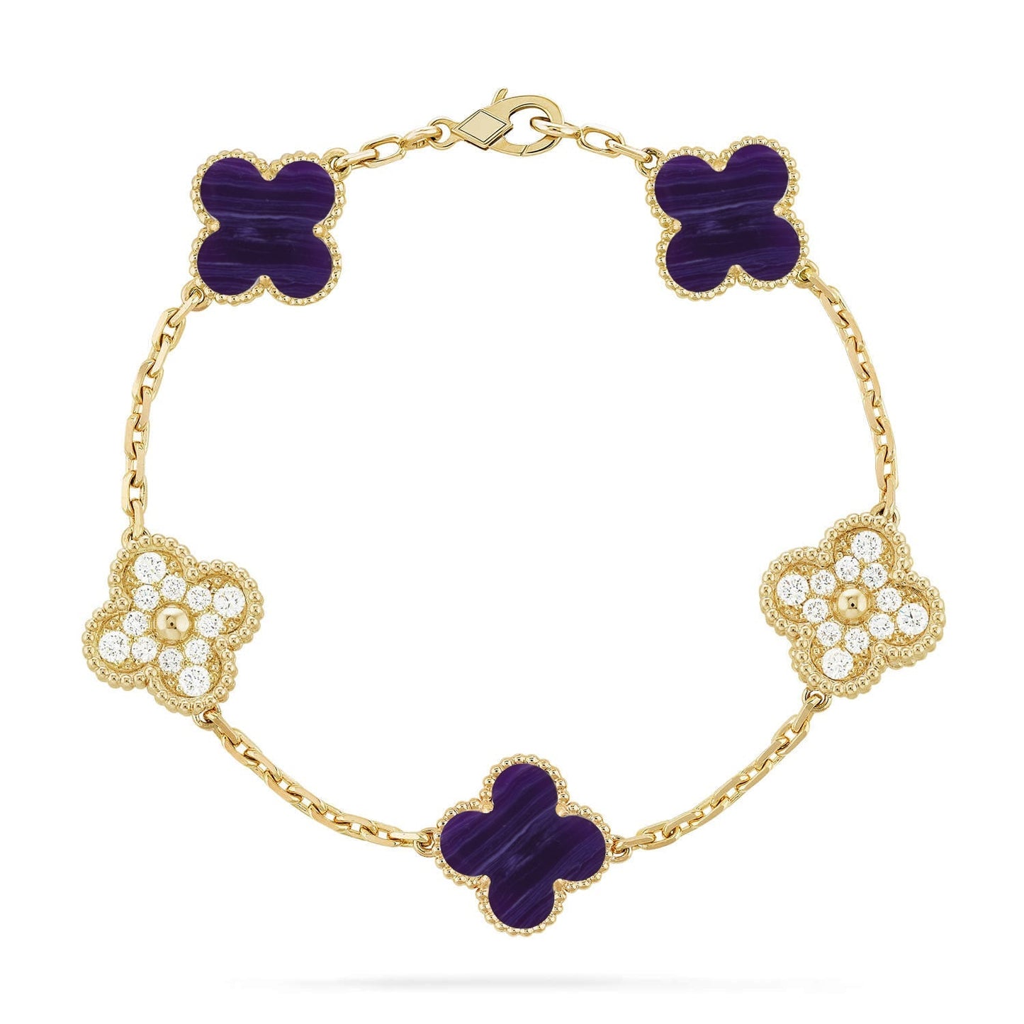 [Max Jewelry ]CLOVER 5 MOTIF PURPLE STRIPES BRACELET COLLECTION