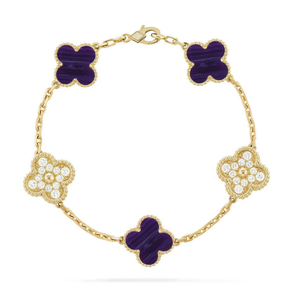 [Max Jewelry ]CLOVER 5 MOTIF PURPLE STRIPES BRACELET COLLECTION