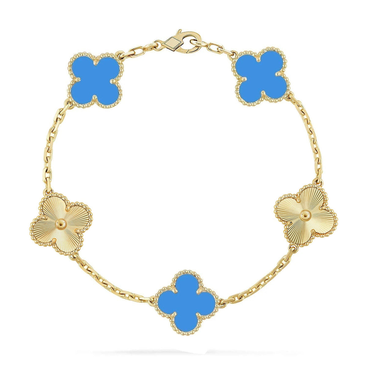 [Max Jewelry ] CLOVER 5 MOTIF BLUE AGATE BRACELET COLLECTION