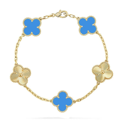 [Max Jewelry ] CLOVER 5 MOTIF BLUE AGATE BRACELET COLLECTION