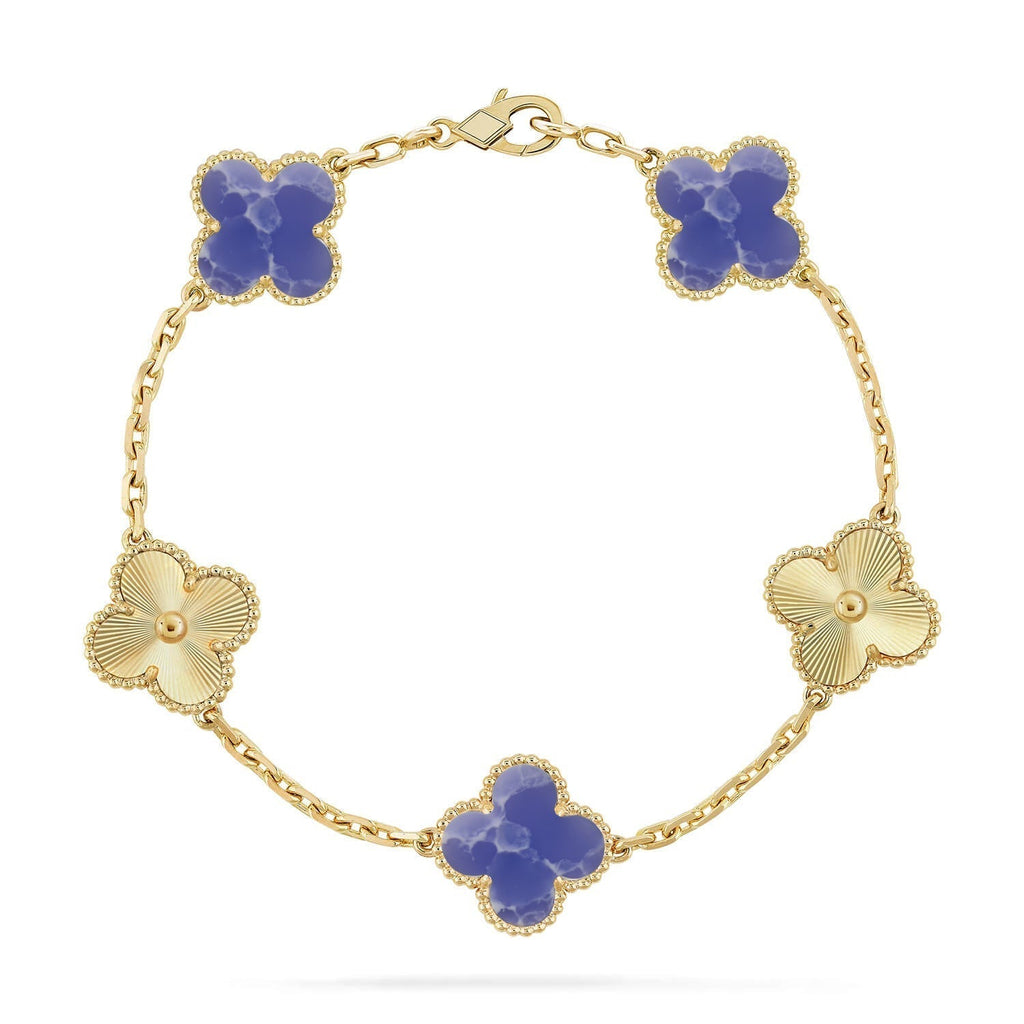 [Plus&Max]LUCKY CLOVER 5-MOTIF BRACELET - BLUE LARIMAR COLLECTION
