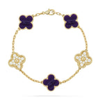 [Plus&Max]LUCKY CLOVER 5-MOTIF BRACELET - CHAROITE COLLECTION