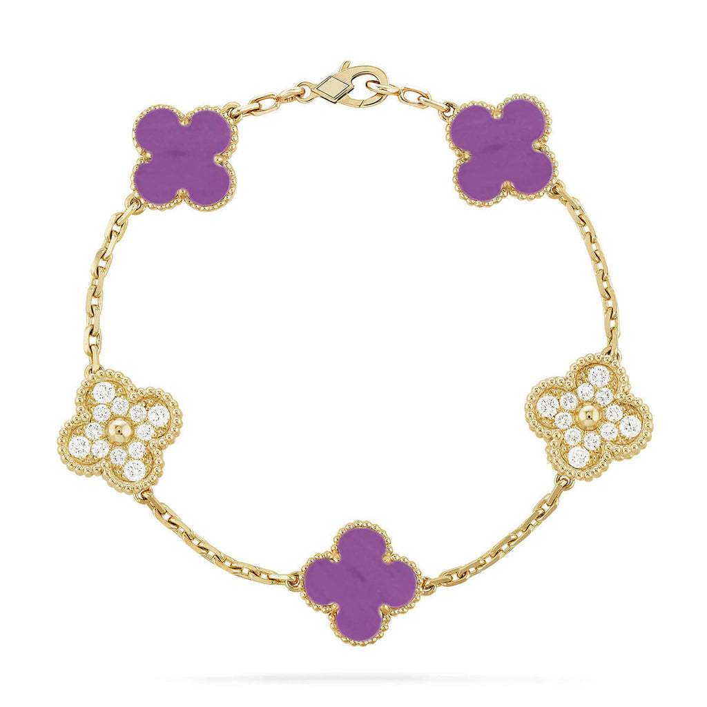 [Plus&Max]LUCKY CLOVER 5-MOTIF BRACELET - VIOLET COLLECTION