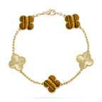 [Plus&Max]LUCKY CLOVER 5-MOTIF BRACELET -  TIGER’S EYE COLLECTION