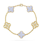 [Plus&Max]LUCKY CLOVER 5-MOTIF BRACELET - PURPLE CHALCEDONY COLLECTION